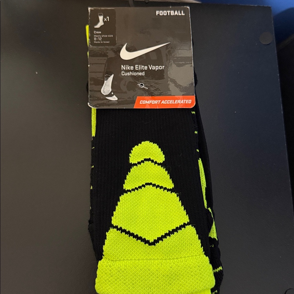 Nike Elite Vapor Cushioned Socks - Black and Neon Yellow